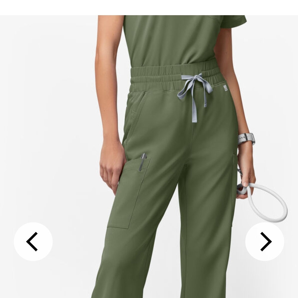 ReSurge Olive Green Wide Leg Scrub Pants